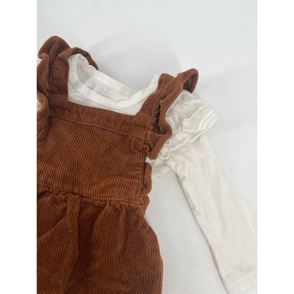 Ruffle Corduroy Romper Brown One Piece Set Holiday Fall 18-24 Month - Picture 4 of 14